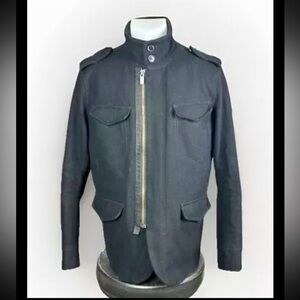 Ben Sherman men’s M wool 
Blend black army style pea coat jacket.